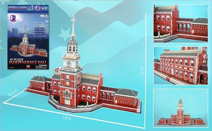 Independence Hall - 43pc 3D Jigsaw Puzzle by Daron