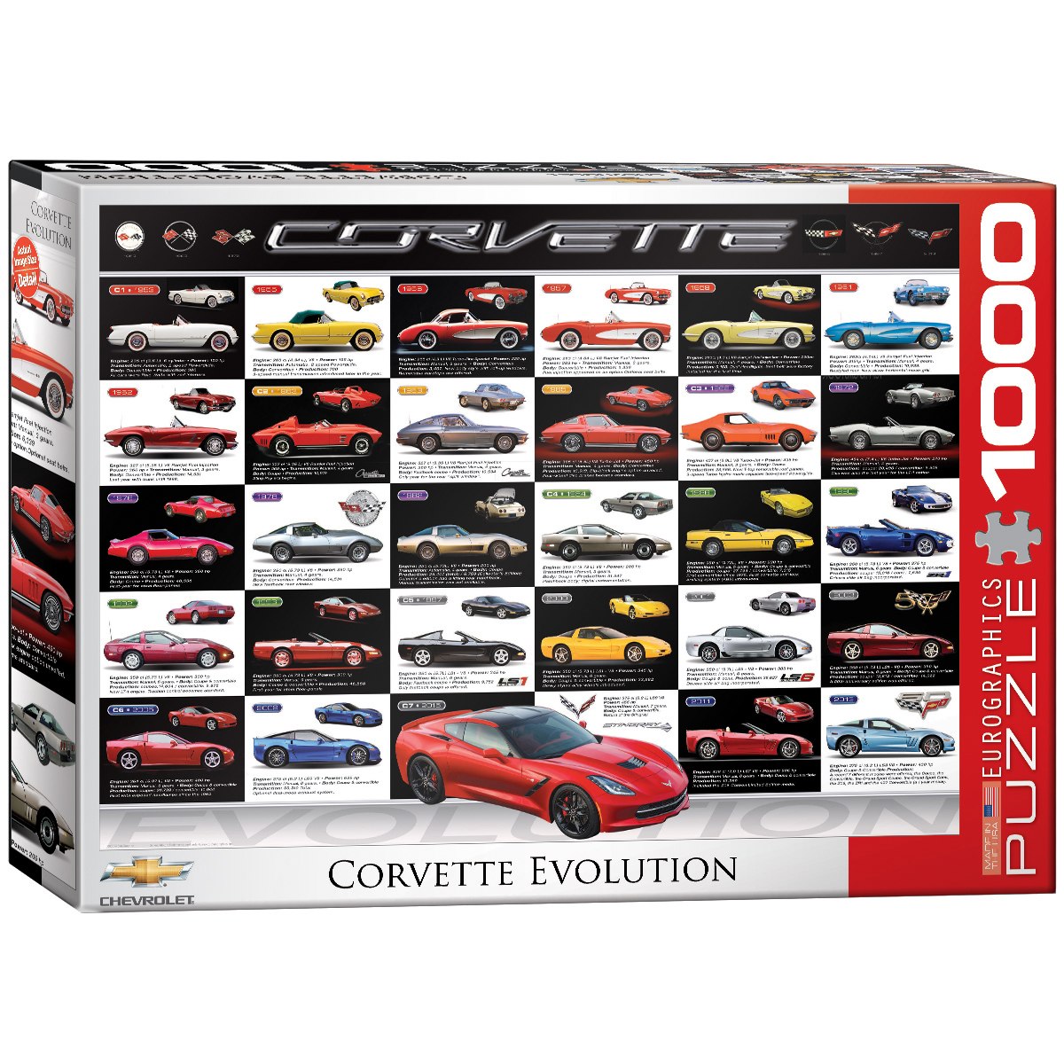 Corvette Evolution - 1000pc Jigsaw Puzzle by Eurographics - image 1