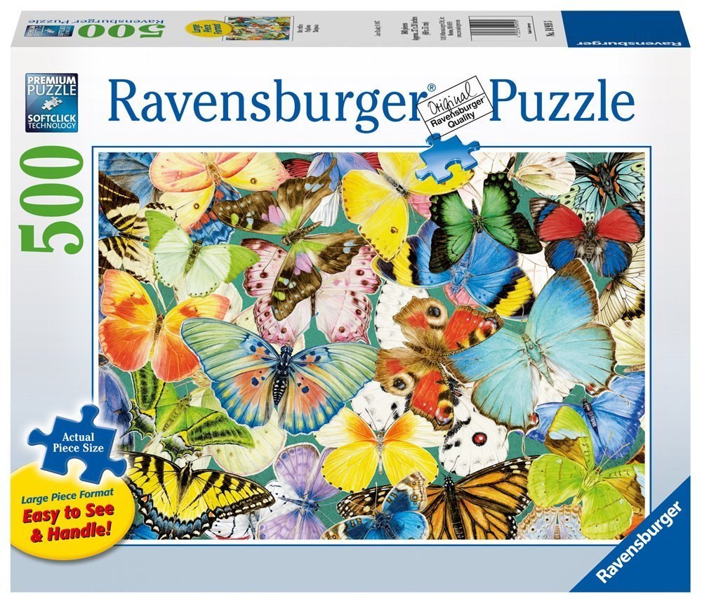 Butterflies - 500pc Large Format Jigsaw Puzzle By Ravensburger - image 1