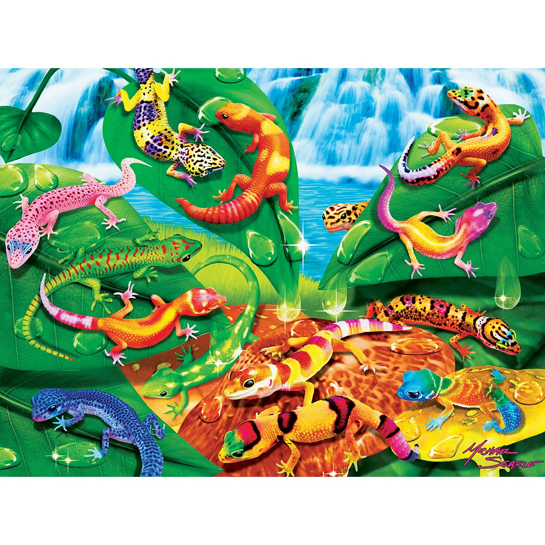 Geckos Galore - 300pc Glow in the Dark EZ Grip Jigsaw Puzzle By Masterpieces - image 2