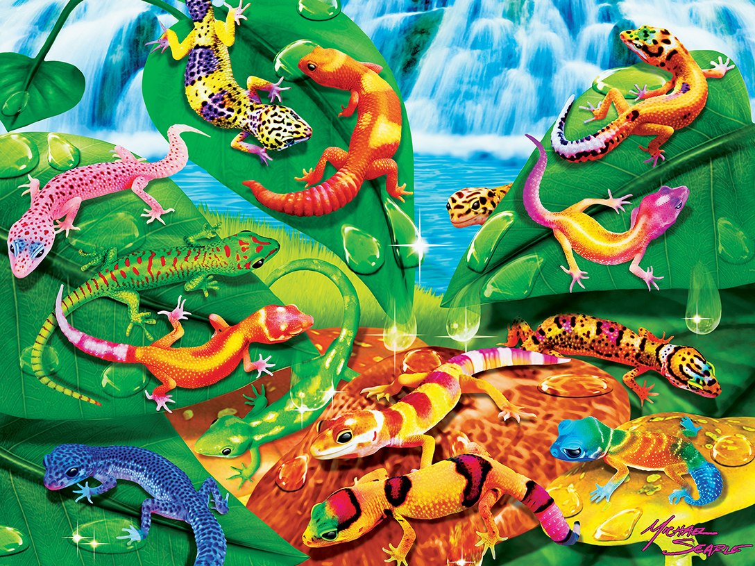 Geckos Galore - 300pc Glow in the Dark EZ Grip Jigsaw Puzzle By Masterpieces - image 3