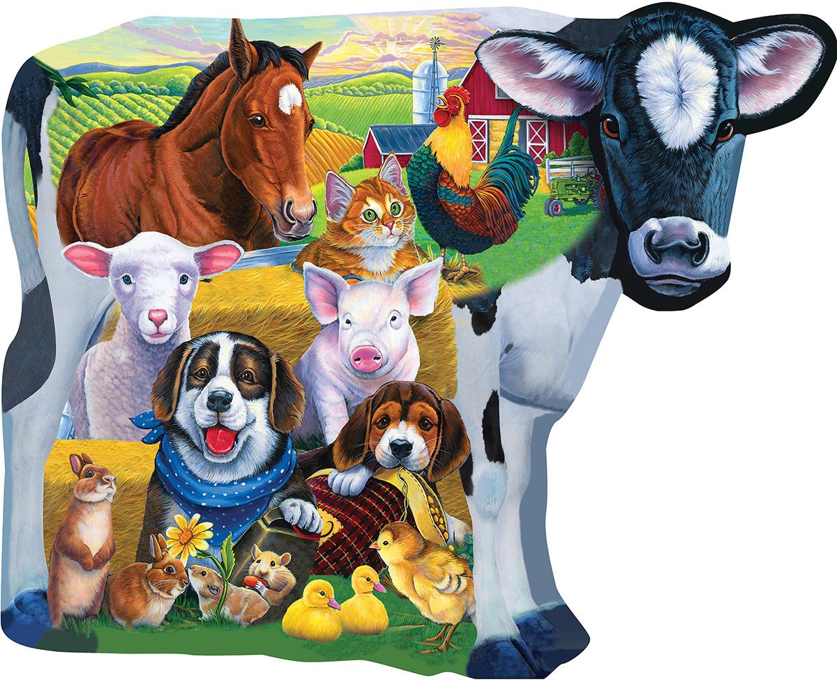 Farm Friends Shaped - 100pc Shaped Jigsaw Puzzle by Masterpieces - image 1