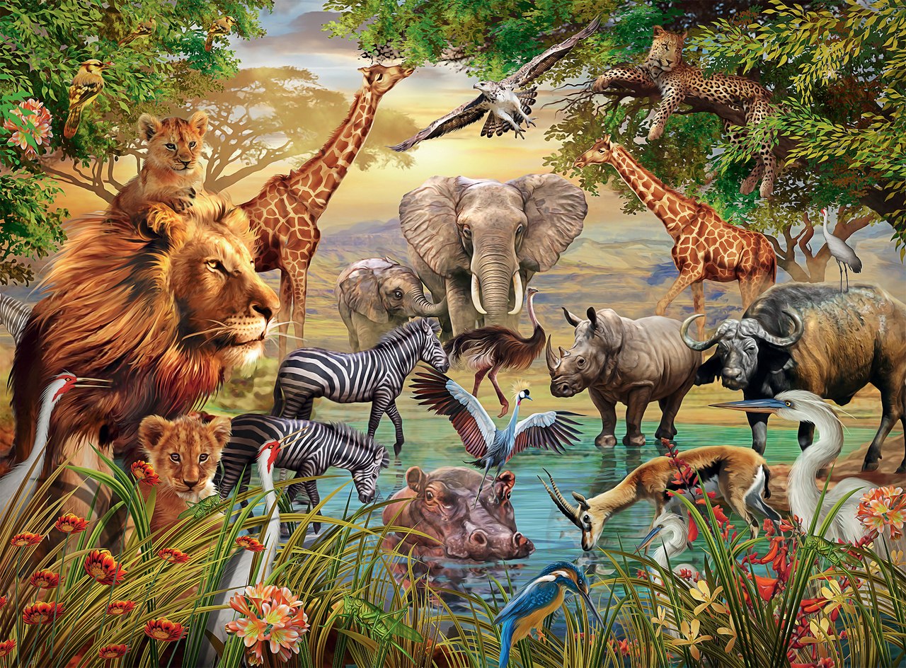 Majestic Watering Hole - 500pc Jigsaw Puzzle By Ravensburger  			  					NEW - image 2