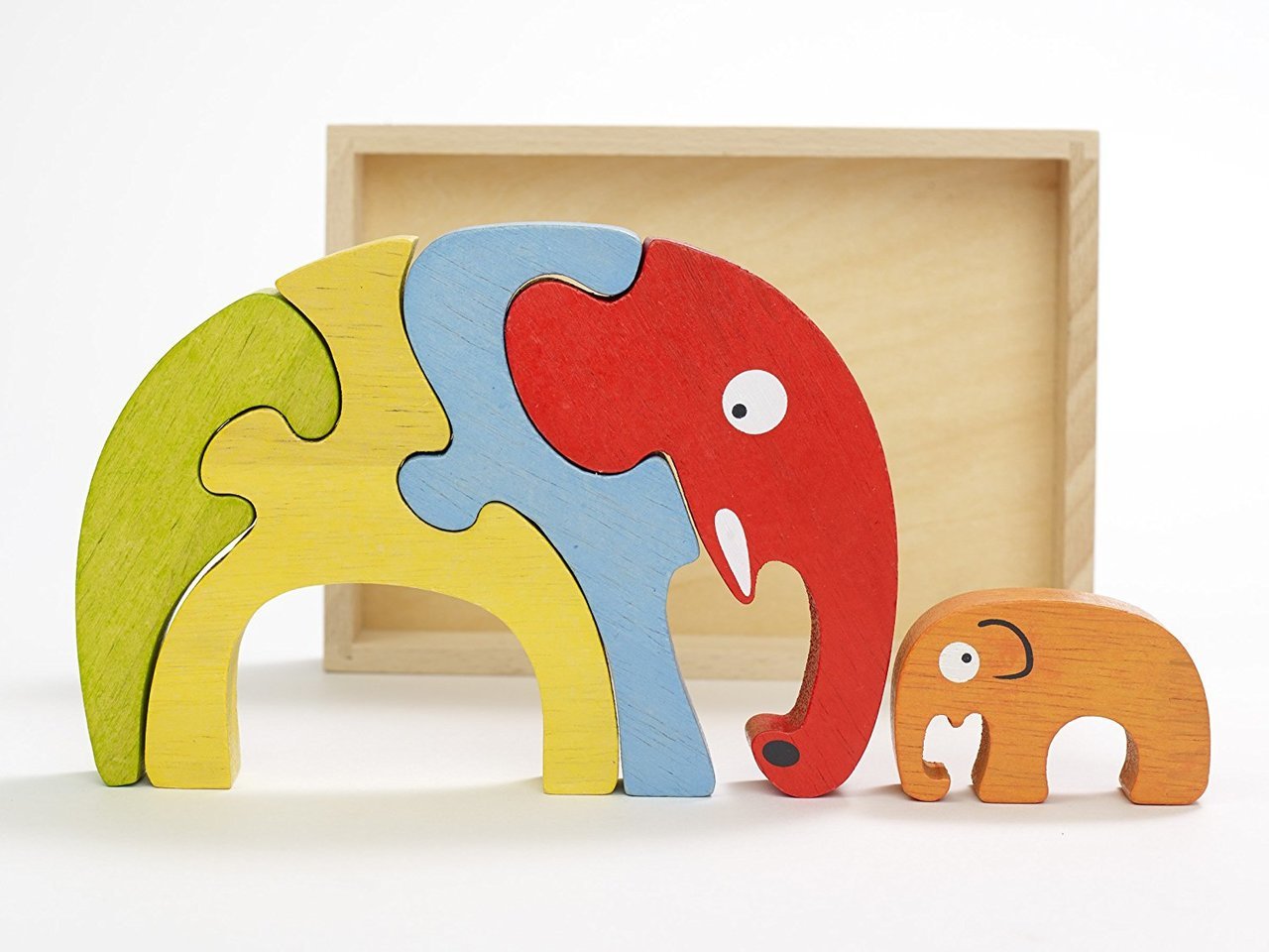 Elephant Family - EcoFriendly Wooden Puzzle by BeginAgain   			  					NEW - image 1