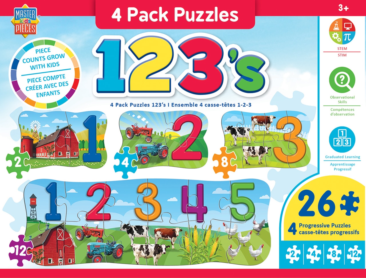 123 on the Farm 4-Pack - Educational Jigsaw Puzzle by Masterpieces - image 1