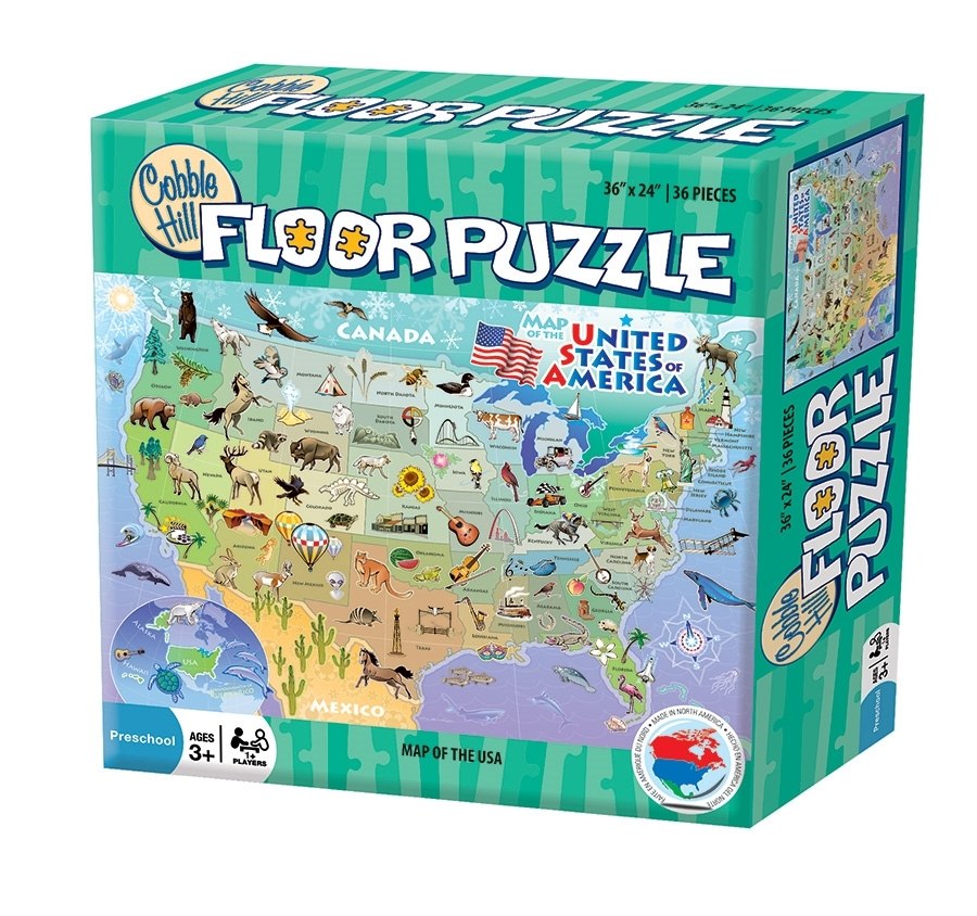 Map of the USA - 48pc Floor Jigsaw Puzzle By Cobble Hill  			  					NEW - image 1