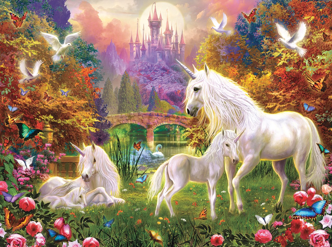 Castle Unicorns - 1000pc Jigsaw Puzzle By Sunsout  			  					NEW