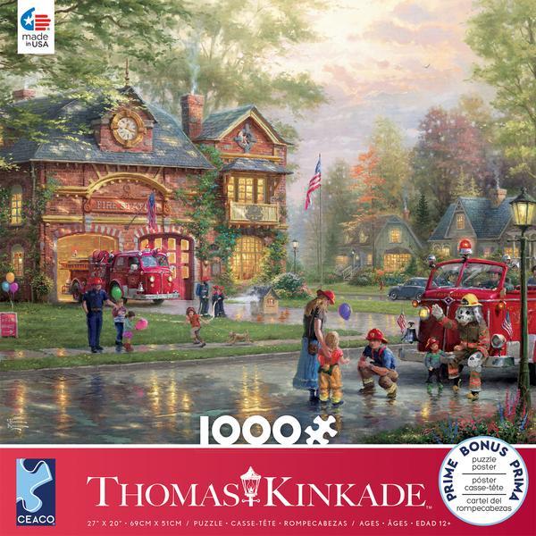 Thomas Kinkade: Hometown Firehouse - 1000pc Jigsaw Puzzle by Ceaco  			  					NEW - image 1