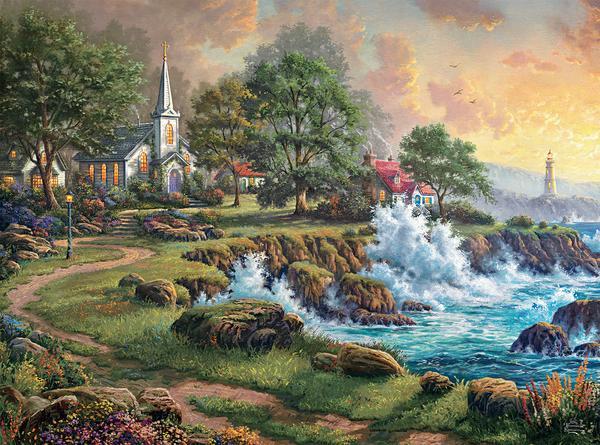 Thomas Kinkade: Seaside Haven - 1000pc Jigsaw Puzzle by Ceaco  			  					NEW