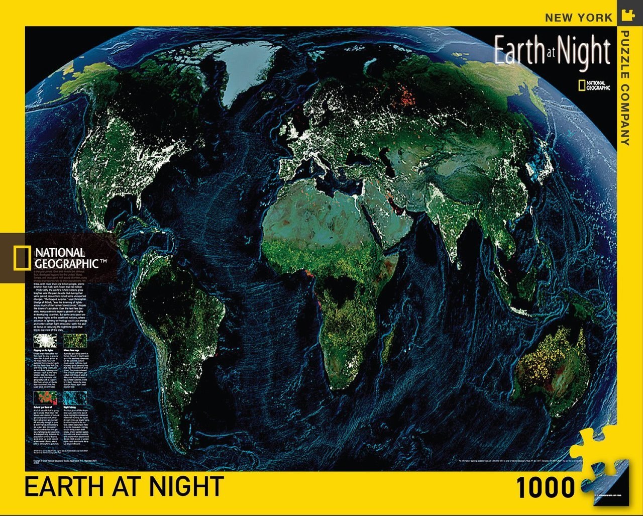 Earth at Night - 1000pc Jigsaw Puzzle by New York Puzzle Company  			  					NEW - image 1