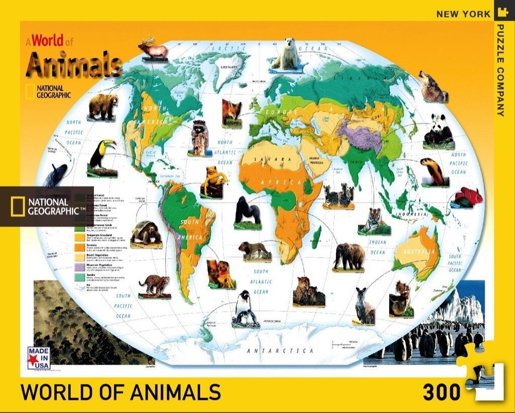 World Animals - 300pc Jigsaw Puzzle by New York Puzzle Company  			  					NEW - image 1