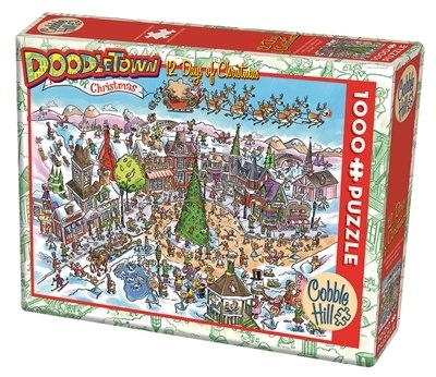 DoodleTown: 12 Days of Christmas - 1000pc Jigsaw Puzzle by Cobble Hill  			  					NEW - image 1