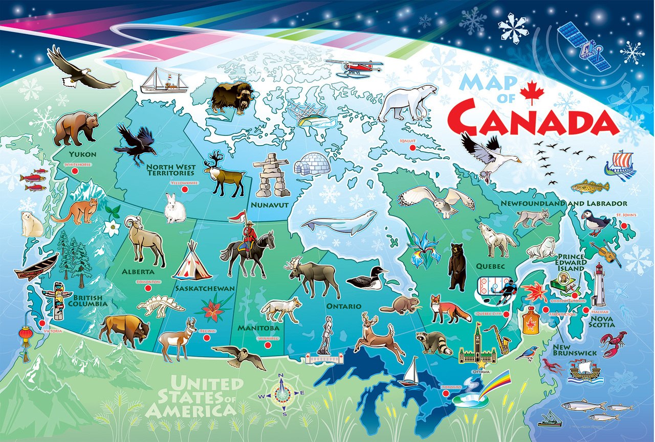 Map of Canada - 48pc Floor Jigsaw Puzzle By Cobble Hill  			  					NEW