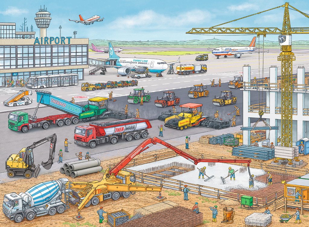 Construction at the Airport - 100pc Jigsaw Puzzle By Ravensburger  			  					NEW