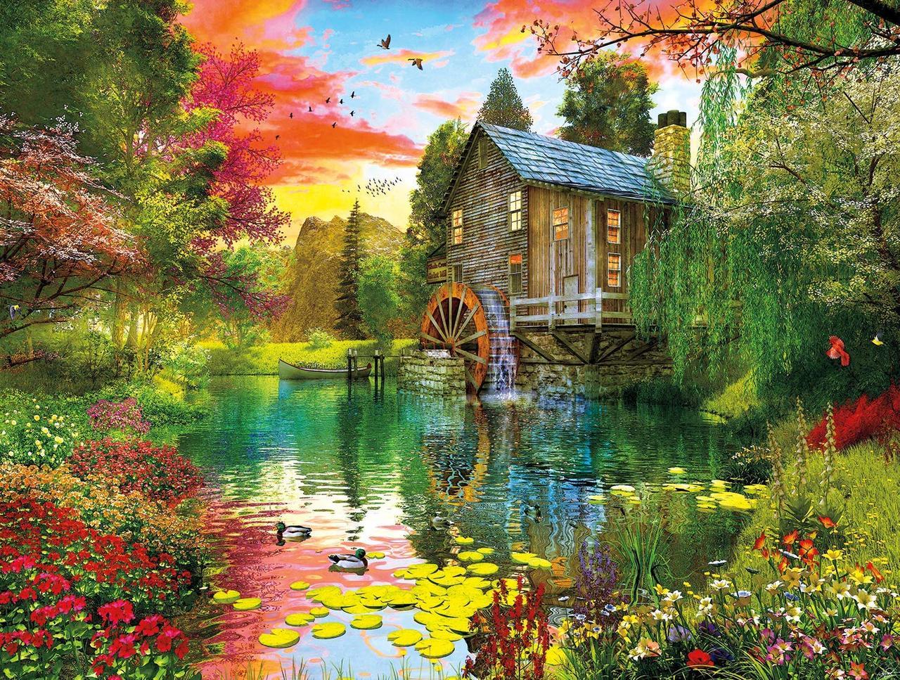 Sunset at the Mill - 750pc Jigsaw Puzzle by Buffalo Games - image main