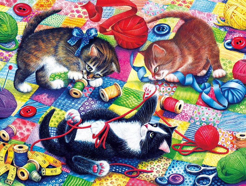 Knitting Kittens - 750pc Jigsaw Puzzle by Buffalo Games  			  					NEW