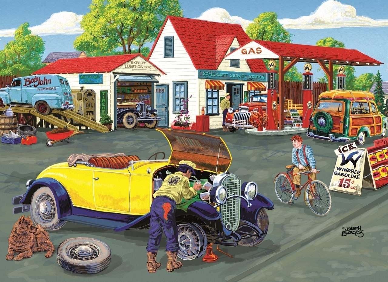 Somerset Service Station - 500+pc Jigsaw Puzzle By Sunsout  			  					NEW