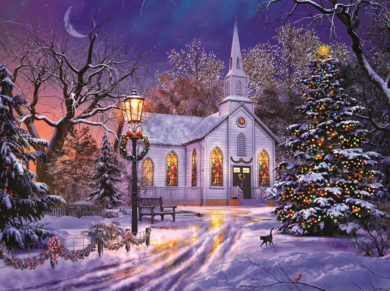 The Old Christmas Church - 1000pc Jigsaw Puzzle By Sunsout  			  					NEW