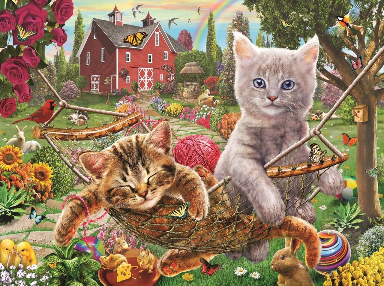 Cats on the Farm - 300pc Jigsaw Puzzle By Sunsout  			  					NEW - image main