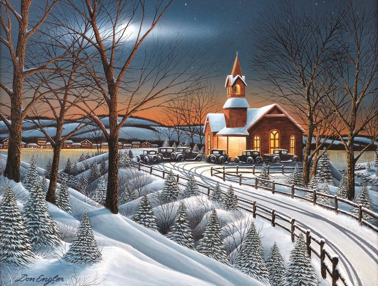 Winter Evening Service - 500pc Jigsaw Puzzle By Sunsout  			  					NEW