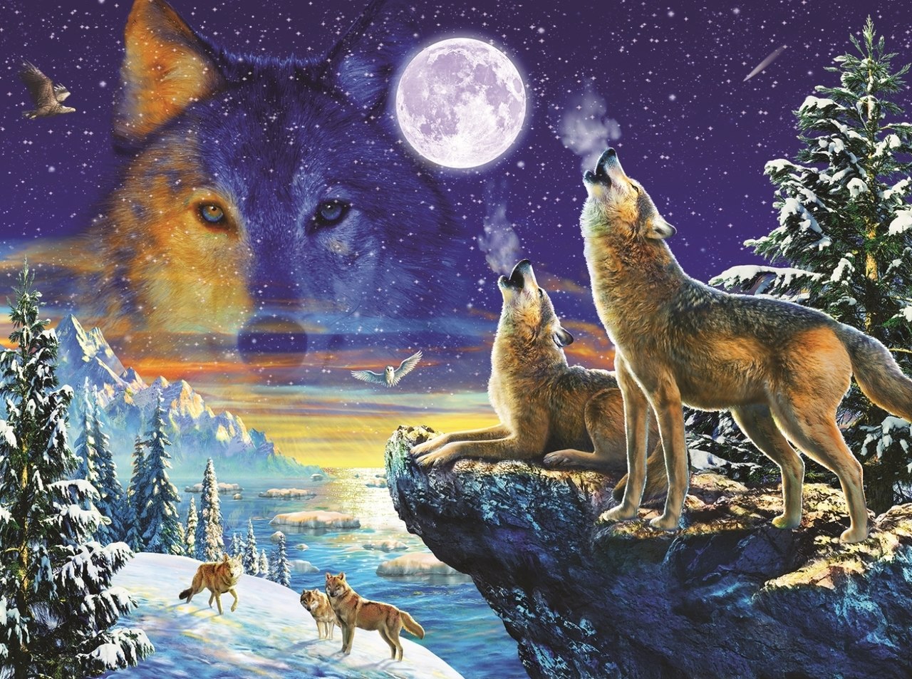 Howling Wolves - 1000pc Jigsaw Puzzle By Sunsout  			  					NEW