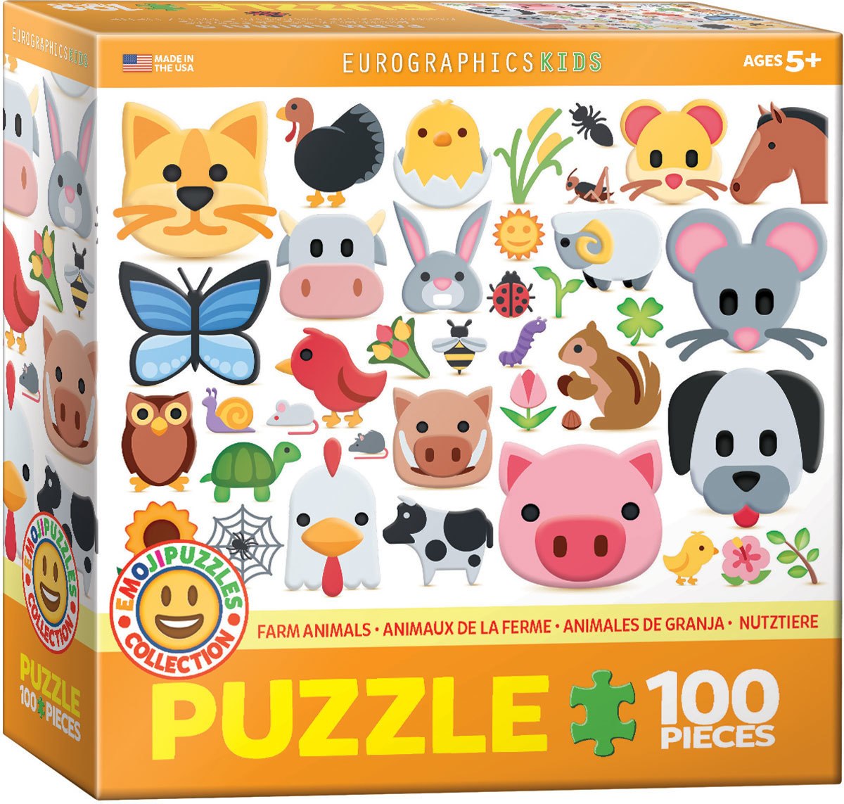 Emojipuzzle: Farm Animals - 100pc Jigsaw Puzzle by Eurographics  			  					NEW - image 1