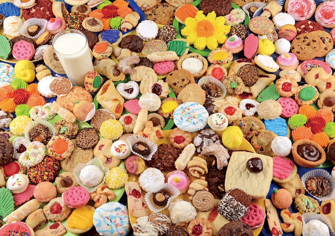 Milk and Lots o'Cookies:Yummy  - 1000pc Jigsaw Puzzle by Lafayette Puzzle Factory  			  					NEW