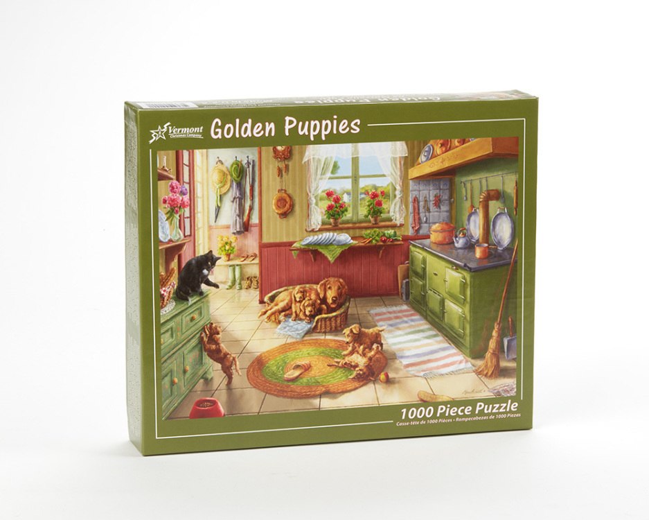 Golden Puppies - 1000pc Jigsaw Puzzle by Vermont Christmas Company  			  					NEW - image 1