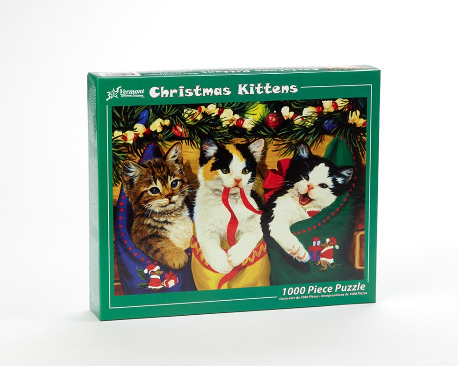 Stocking Kittens - 1000pc Jigsaw Puzzle by Vermont Christmas Company  			  					NEW - image 1