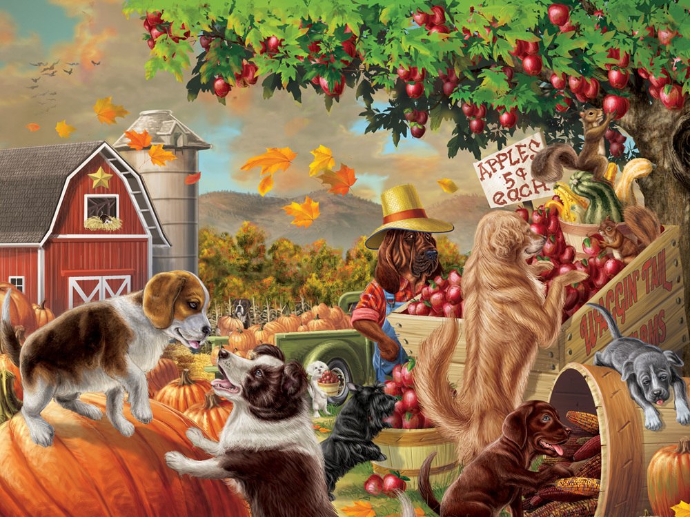 Harvest Market Hounds - 550pc Jigsaw Puzzle by Vermont Christmas Company  			  					NEW