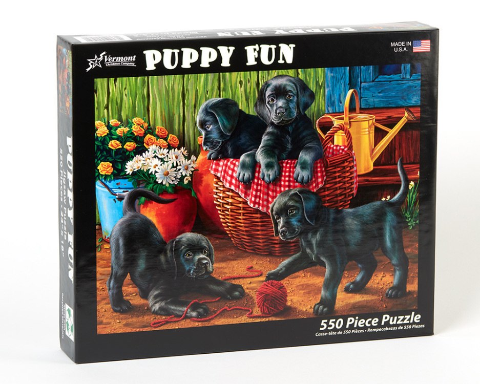 Puppy Fun - 550pc Jigsaw Puzzle by Vermont Christmas Company  			  					NEW - image 1