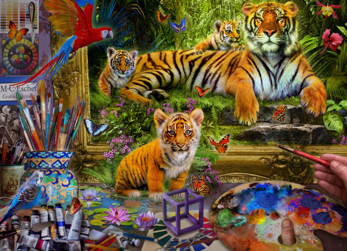 Tiger Painting - 1000pc Jigsaw Puzzle by Vermont Christmas Company  			  					NEW