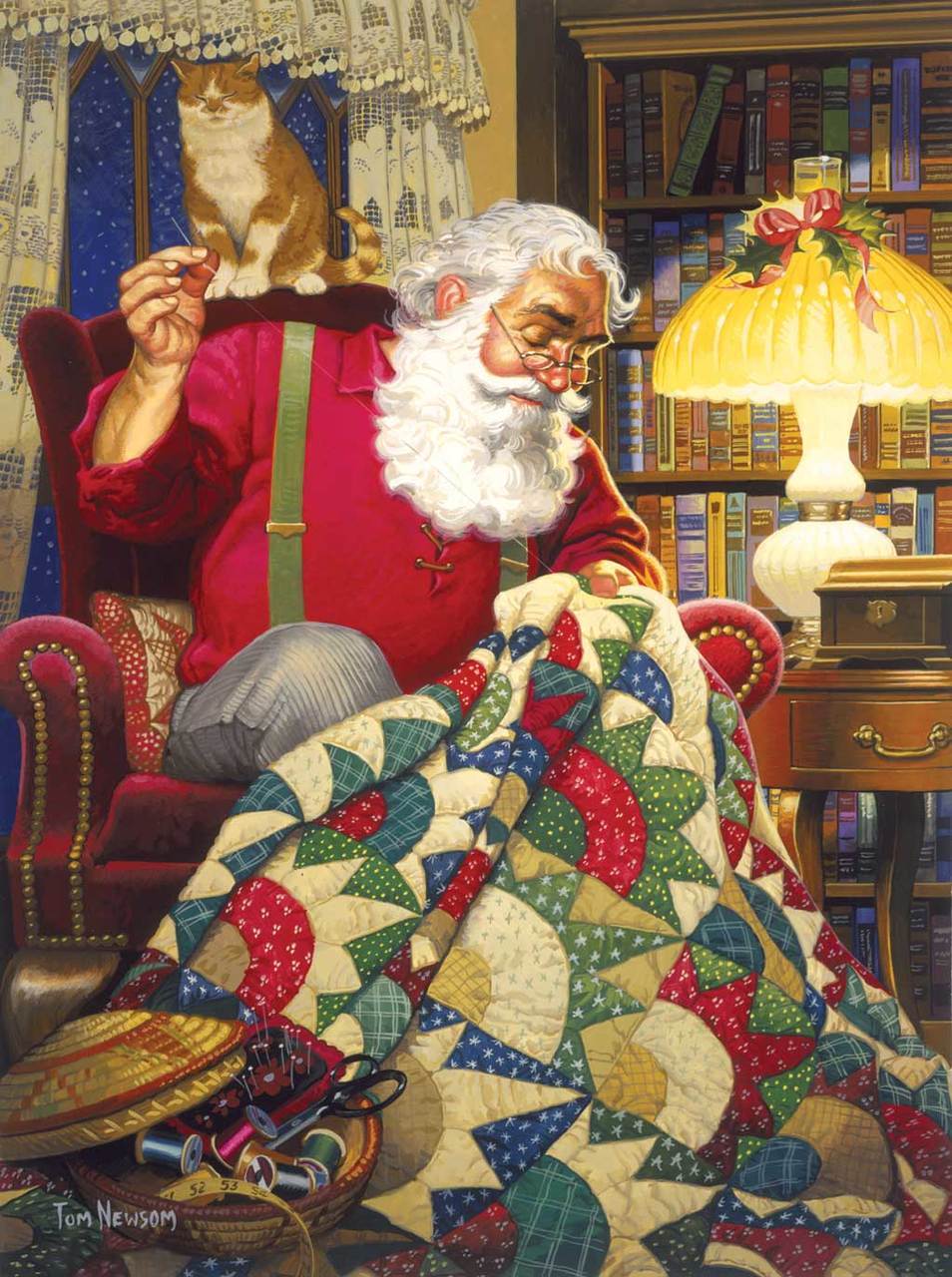 Quilting Santa - 1000pc Jigsaw Puzzle by Sunsout