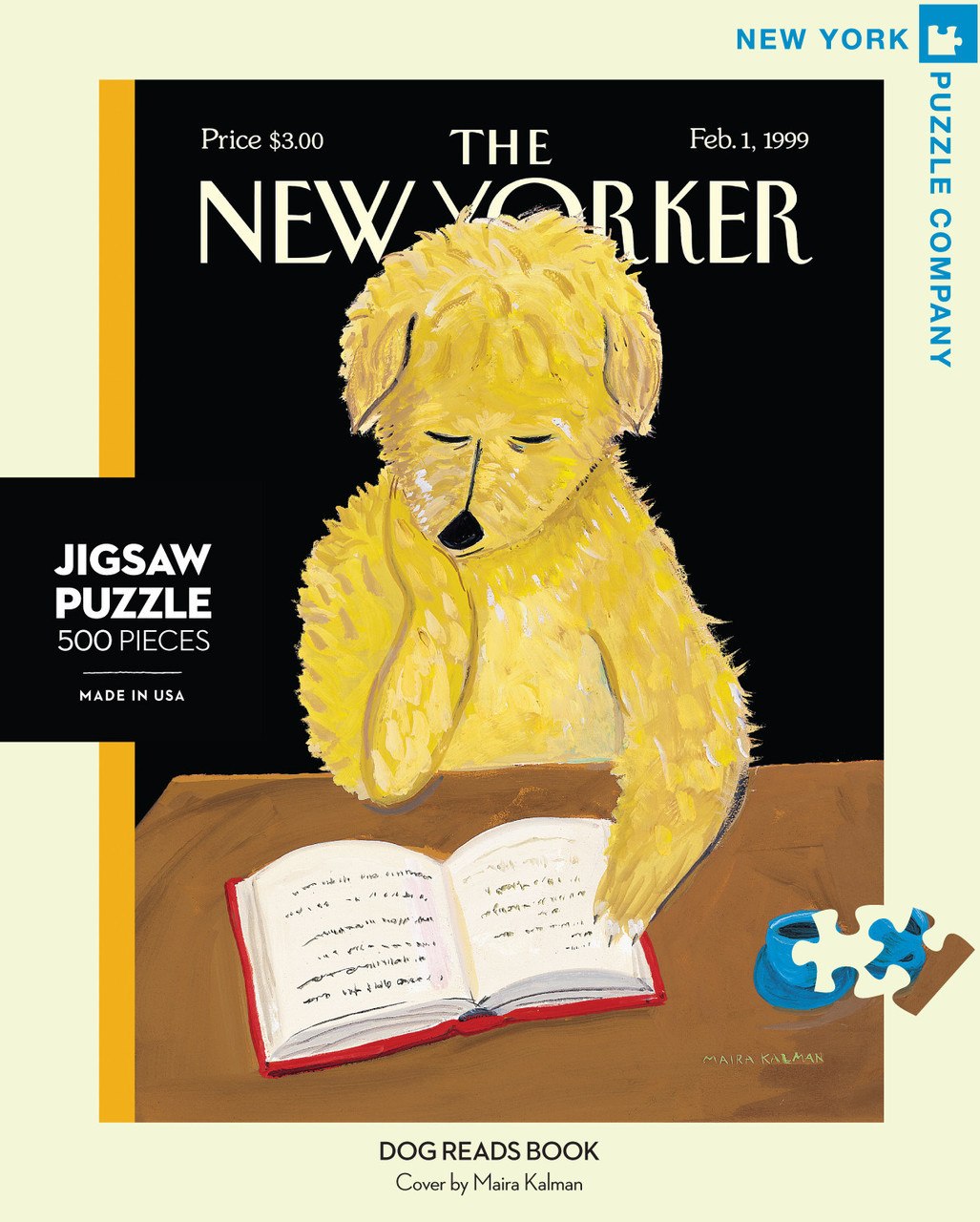 Dog Reads Book  - 500pc Jigsaw Puzzle by New York Puzzle Company - image 1