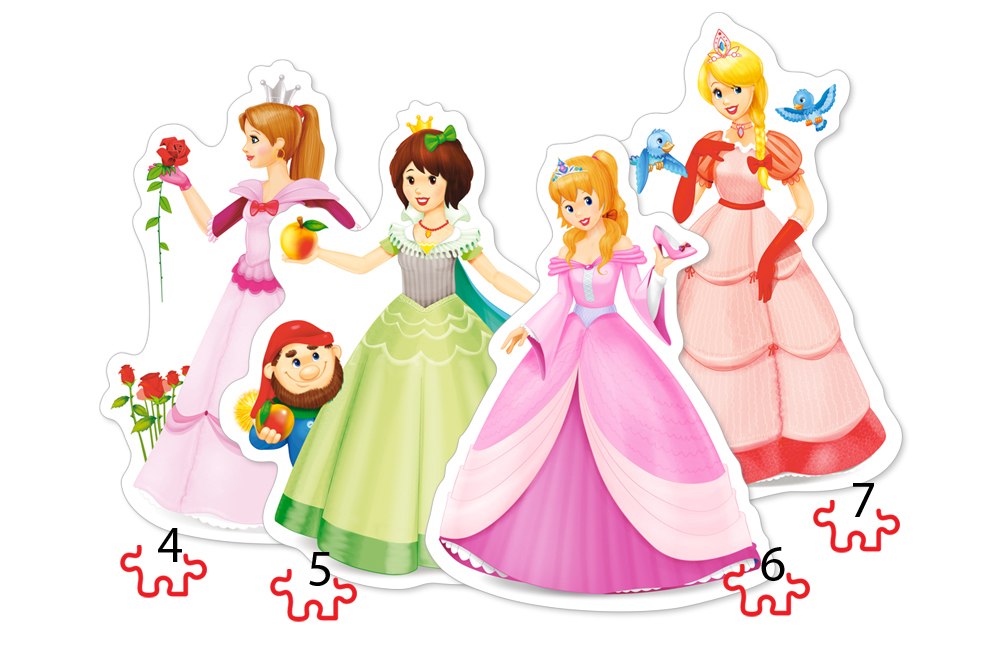 Pretty Princesses - 4,5,6,7pc Jigsaw Puzzle By Castorland