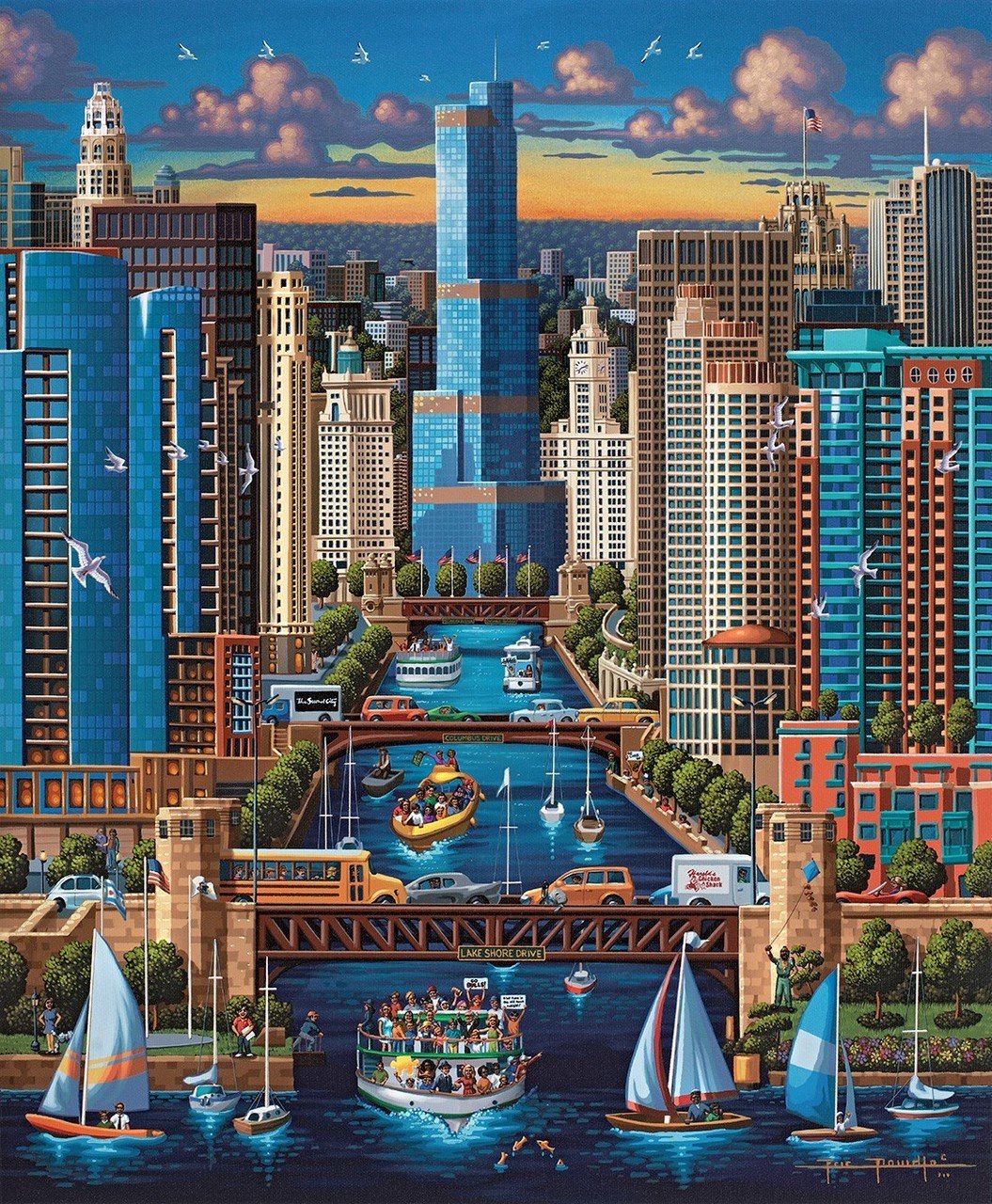 Chicago River - 500pc Jigsaw Puzzle by Dowdle