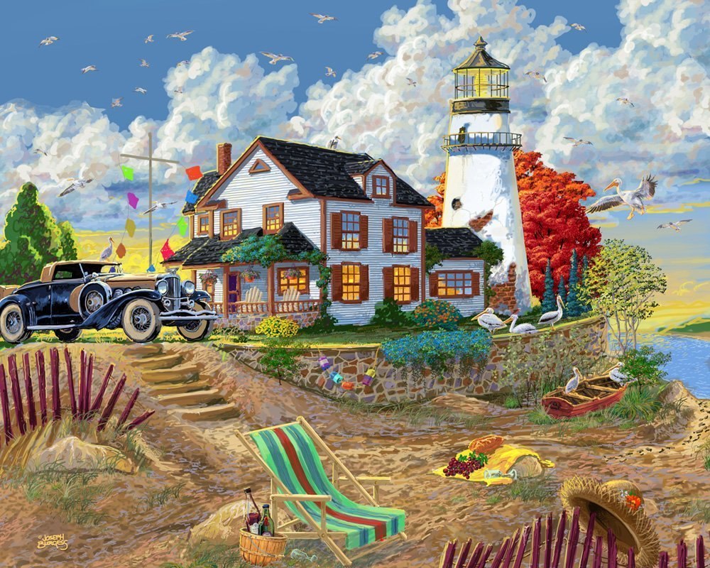 Lighthouse Visitors - 1000pc Jigsaw Puzzle by Vermont Christmas Company  			  					NEW