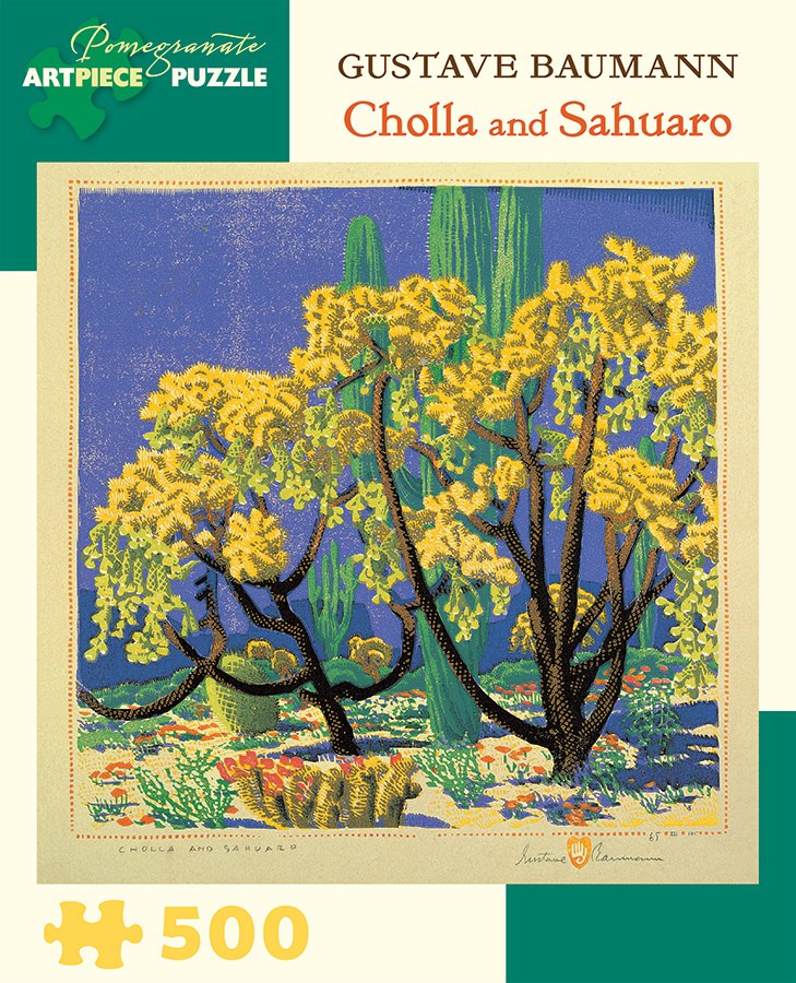 Baumann: Cholla and Sahuaro - 500pc Jigsaw Puzzle by Pomegranate  			  					NEW - image 1