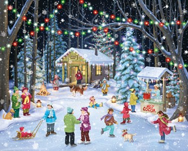 Woodland Skaters - 1000pc Jigsaw Puzzle By Vermont Christmas Company