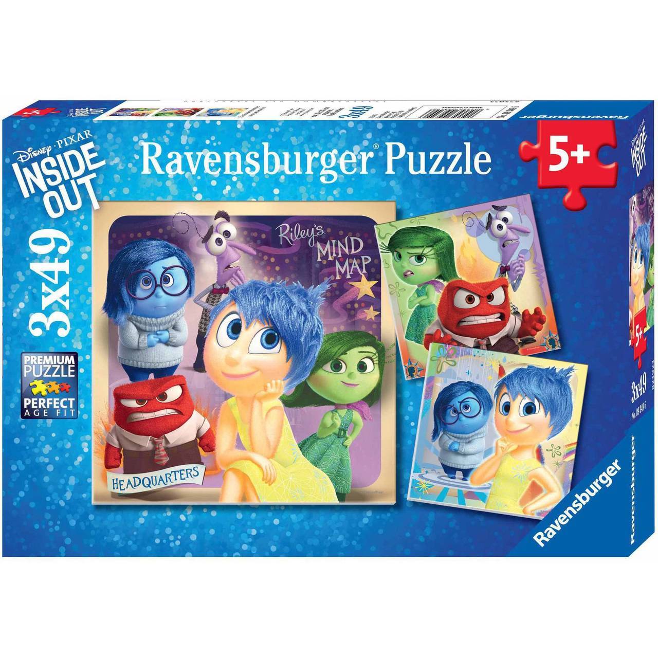 Disney :Inside Out Emotional Adventure - 3 x 49pc Jigsaw Puzzle by Ravensburger - image 1