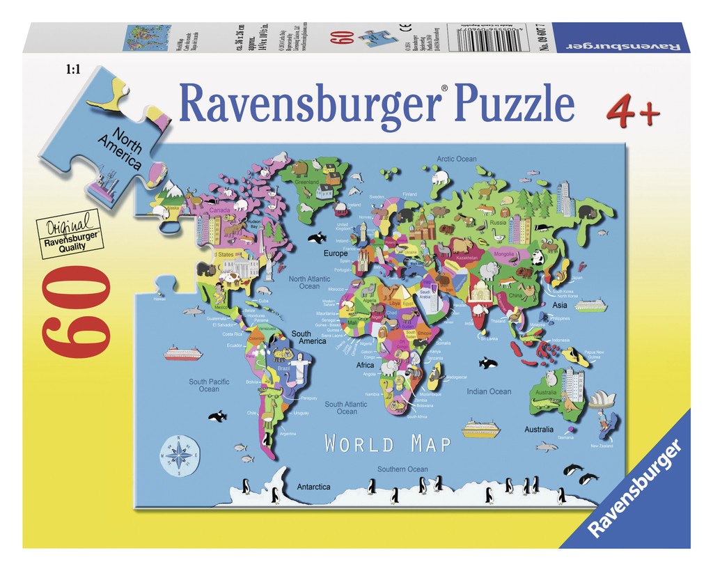 World Map - 60pc Jigsaw Puzzle By Ravensburger - image 1