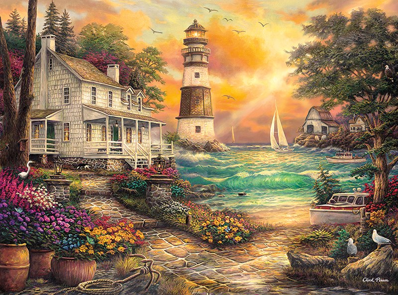 Chuck Pinson Escapes: Cottage by the Sea - 1000pc Jigsaw Puzzle by Buffalo Games  			  					NEW