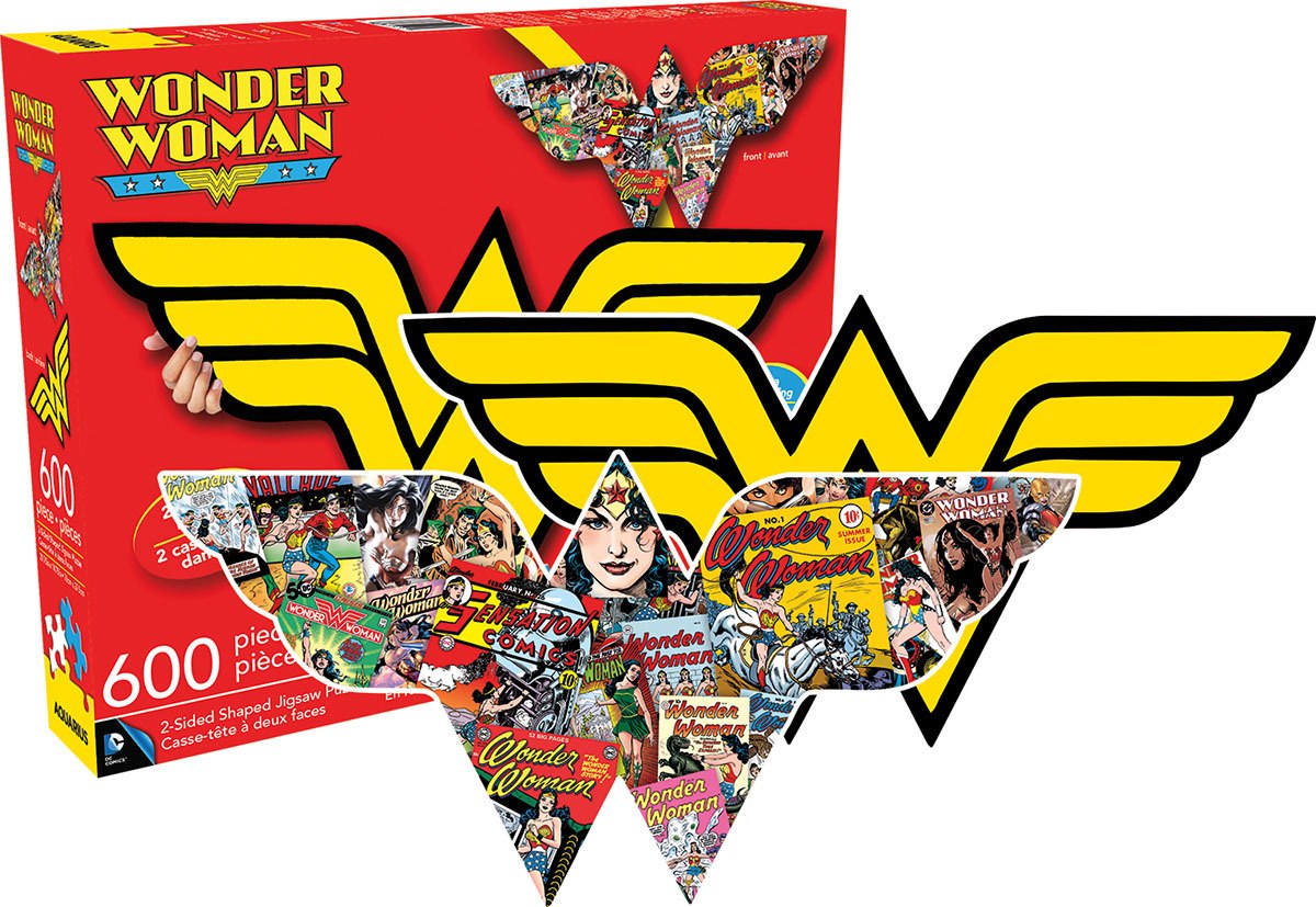 Wonder Woman Logo - 600pc Double-sided Shaped Jigsaw Puzzle by Aquarius  			  					NEW