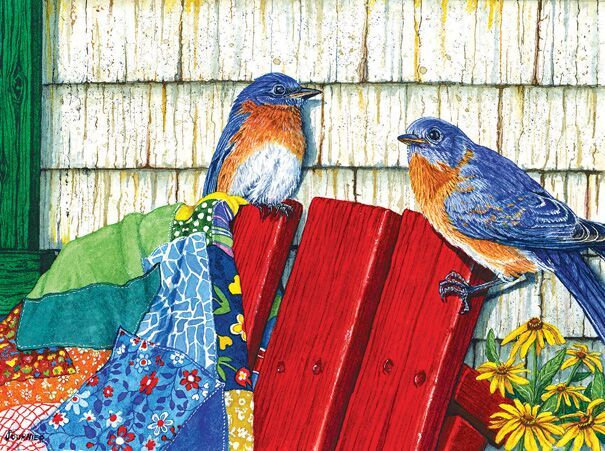 Red Sled and Bluebirds - 500pc Jigsaw Puzzle by Sunsout  			  					NEW