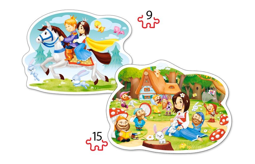 Snow White and the Seven Dwarfs - 2 x 15pc Jigsaw Puzzle By Castorland