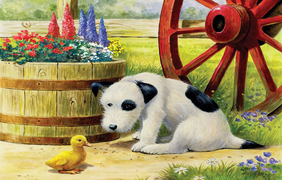 Pup and Friend - 100pc Large Format Jigsaw Puzzle by SunsOut
