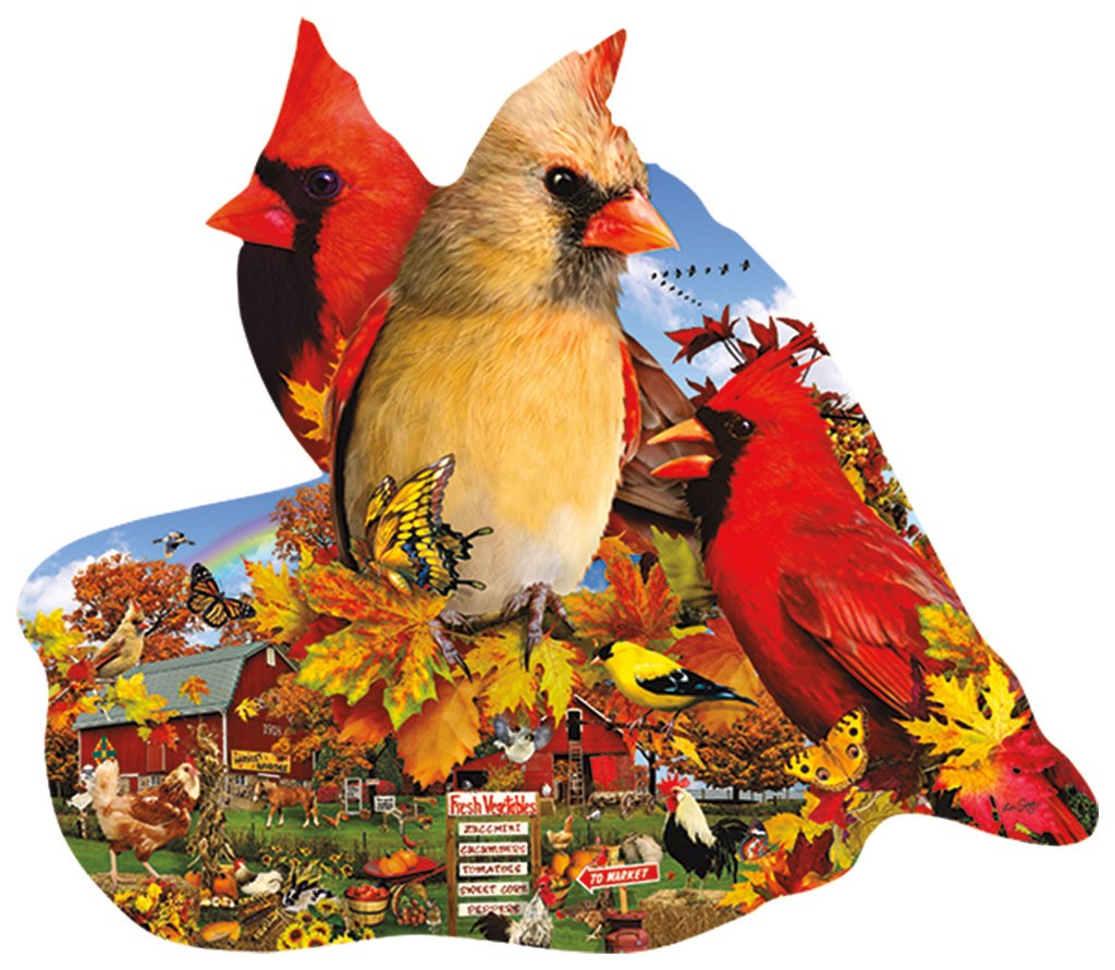 Fall Cardinals - 800pc Shaped Jigsaw Puzzle by Sunsout