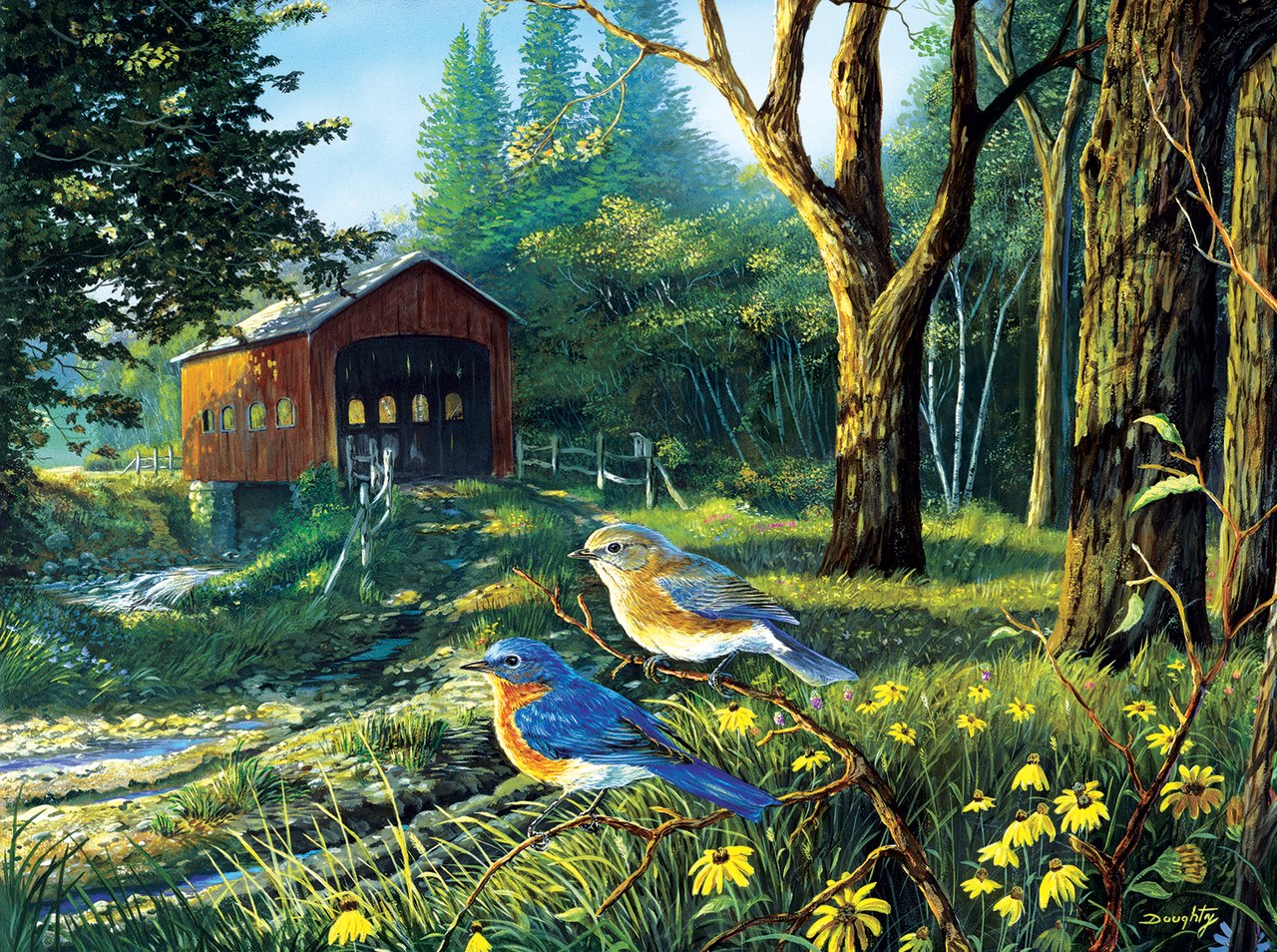 Sleepy Hollow Blue Birds - 1000pc Jigsaw Puzzle By Sunsout  			  					NEW