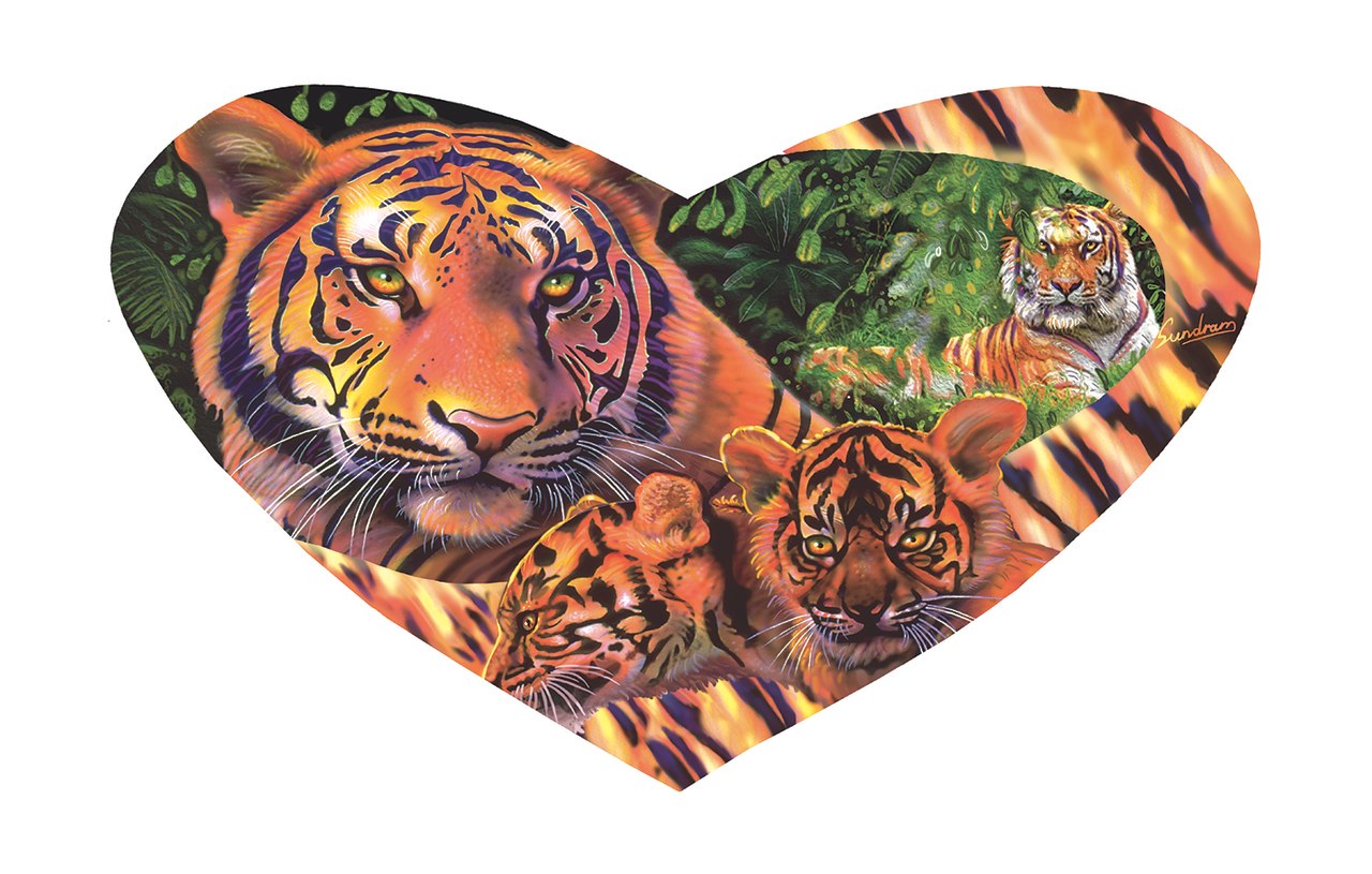 Tiger Love - 200pc Shaped Jigsaw Puzzle by Sunsout