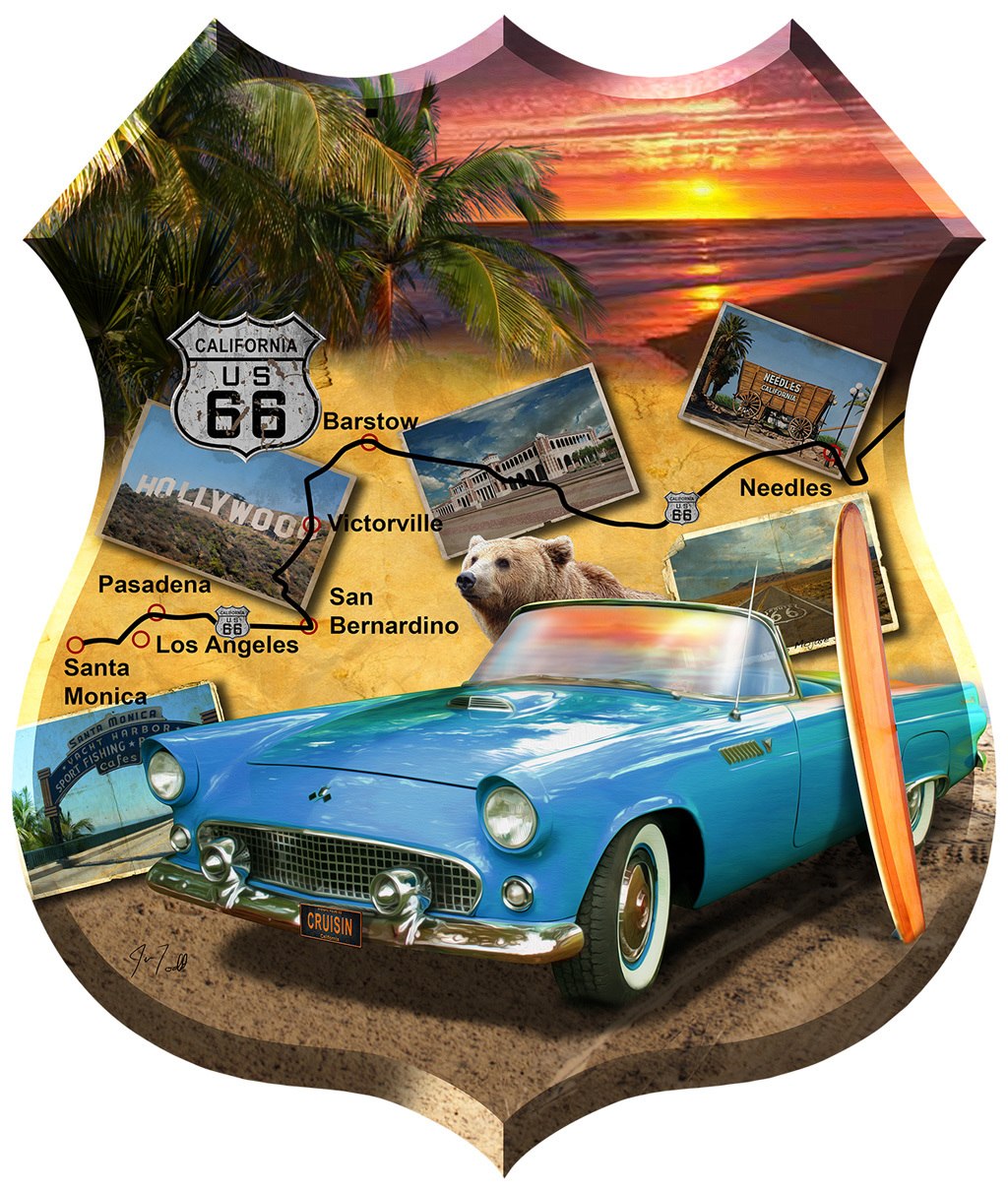 California 66 - 1000pc Shaped Jigsaw Puzzle by Sunsout